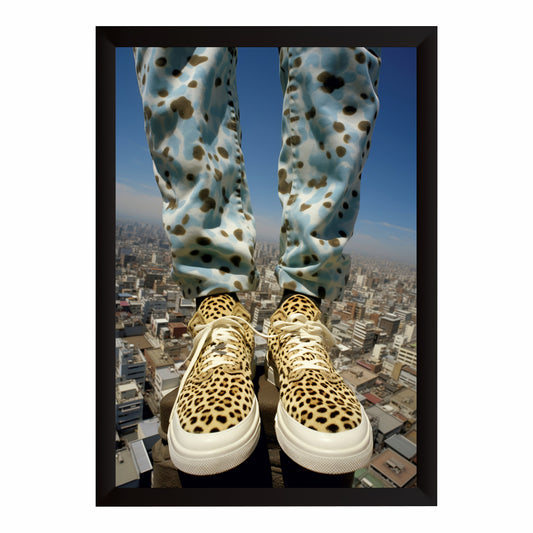 Leopard Print Shoes Wall Art | Stylish Animal Print Sneakers Artwork | Fashion Footwear Photography | Modern Wall Decor