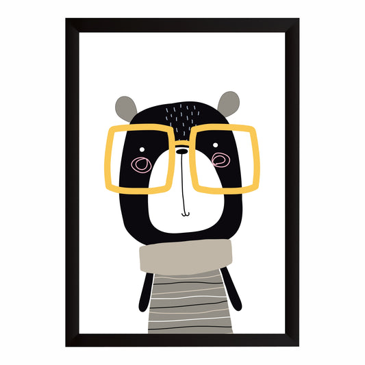 Cute Bear Wall Art | Minimalist Cartoon Bear Nursery Poster | Kids Room Decor