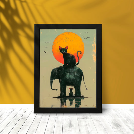 Wild Harmony Wall Frame – Playful Animal Art for Modern Spaces 🐘🐾