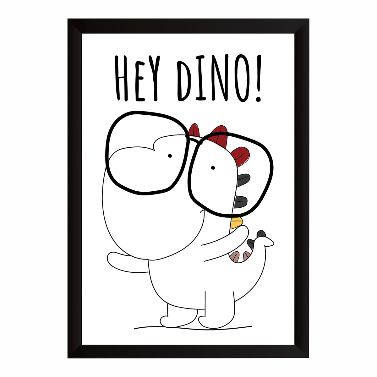 Cute Dinosaur Wall Art | Hey Dino Kids Nursery Poster | Cartoon Dinosaur Room Decor