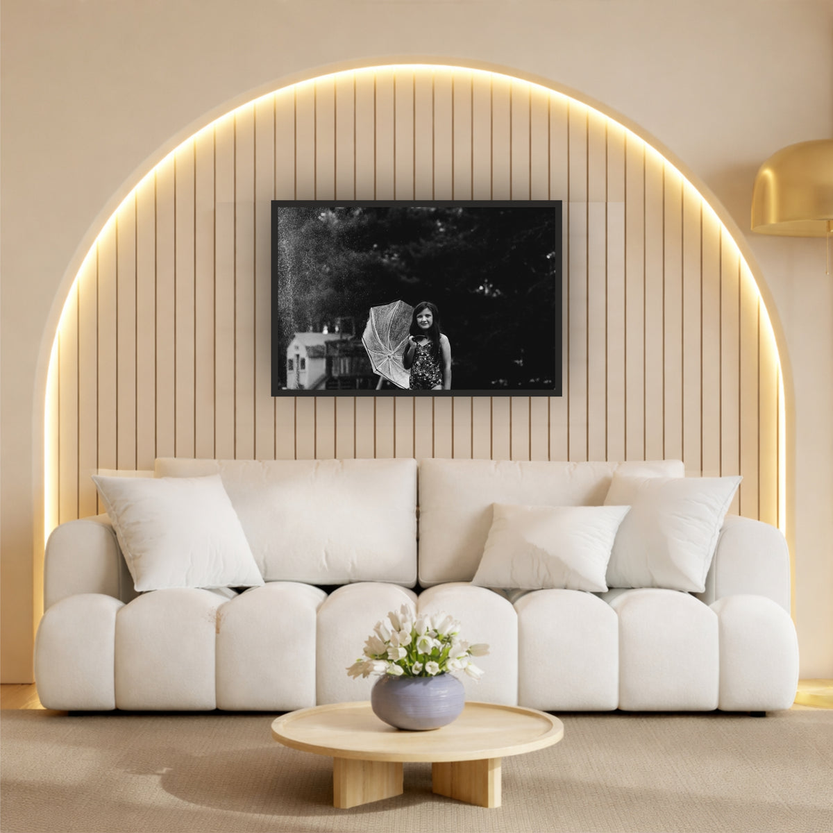 Rainy Day Girl Wall Art | Black & White Photography