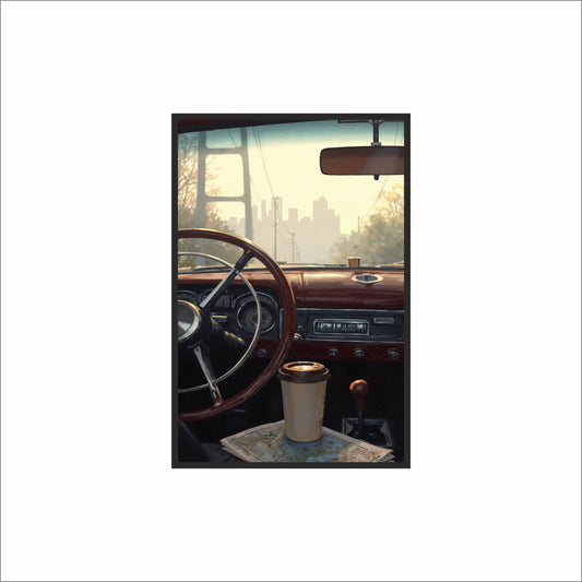 “City Drive Nostalgia” Wall Frame – Retro Road Trip Vibes 🚗✨