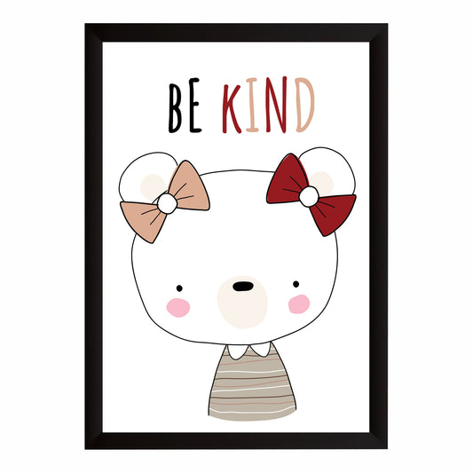 Cute Bear Wall Art | Be Kind Bear Kids Poster | Minimalist Nursery Room Decor