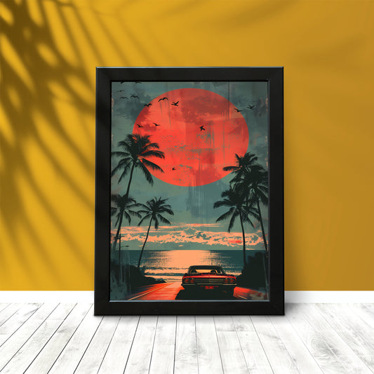 Sunset Drive Wall Frame – Retro Escape for Dreamers 🌴🚗
