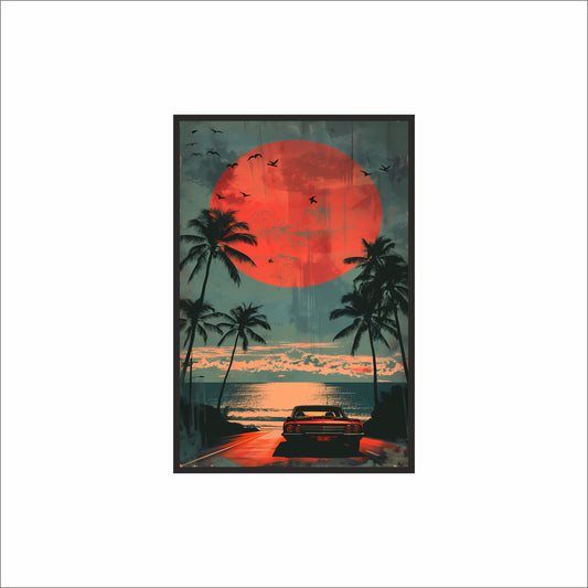 Sunset Drive Wall Frame – Retro Escape for Dreamers 🌴🚗