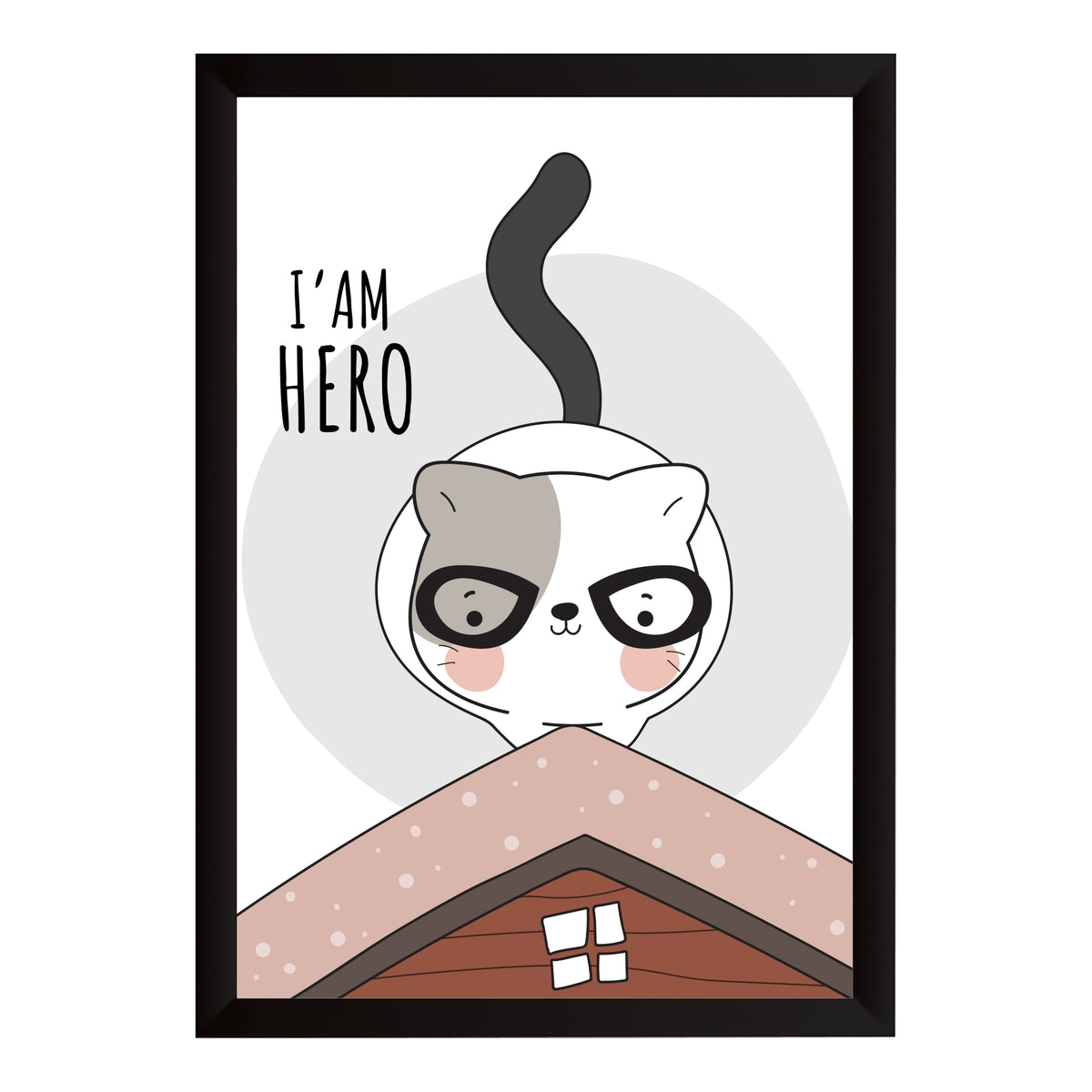 Cute Cat Wall Art | I’m Hero Cat Kids Poster | Minimalist Nursery Room Decor