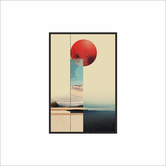 Crimson Horizon Wall Frame – Abstract Elegance for Modern Spaces 🌅