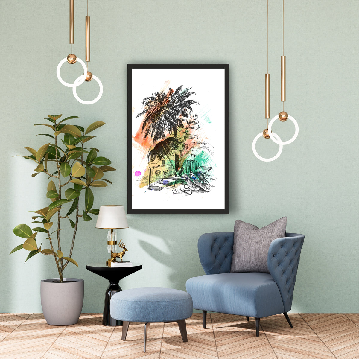 Travel Wall Art | Need a Vacation Tropical Adventure Illustration