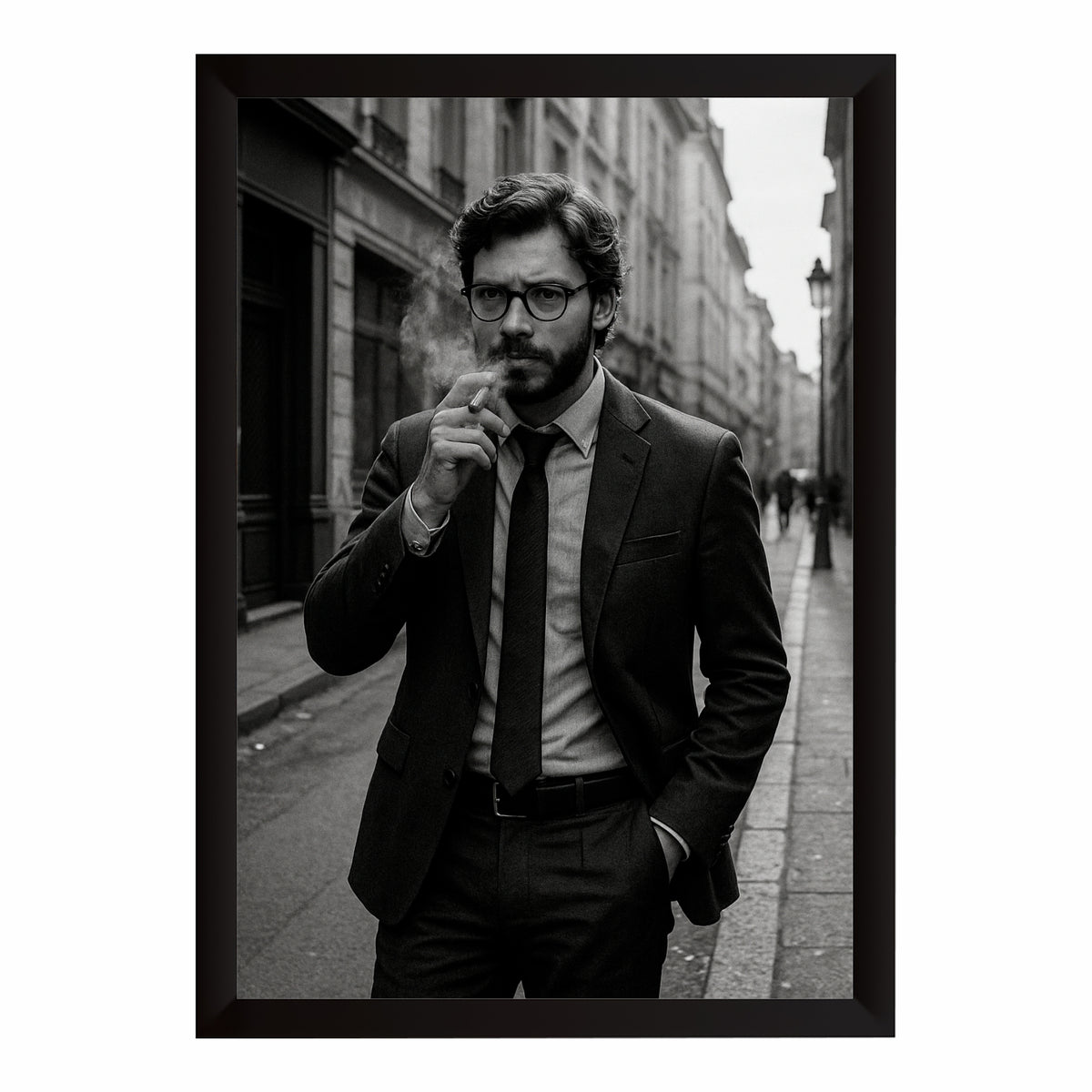 Vintage Gentleman Black & White Wall Art | Classic Street Photography Print