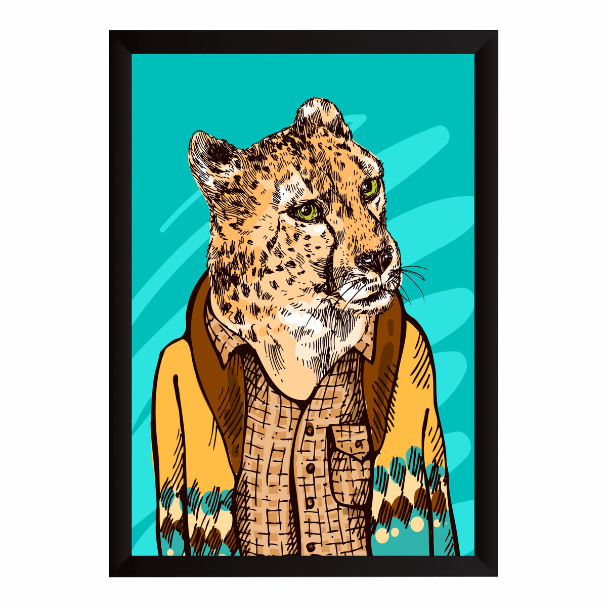 Leopard Wall Art | Framed Wild Animal Artwork | Artistic Leopard Portrait for Home & Office Décor