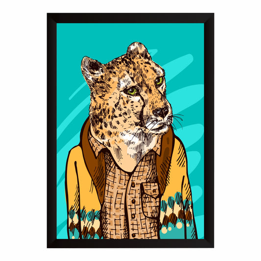Leopard Wall Art | Framed Wild Animal Artwork | Artistic Leopard Portrait for Home & Office Décor