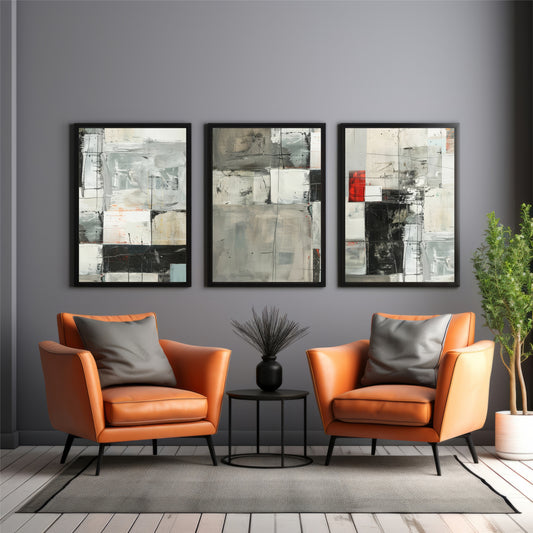 Abstract Geometric Wall Art Set of 3 | Modern Decor