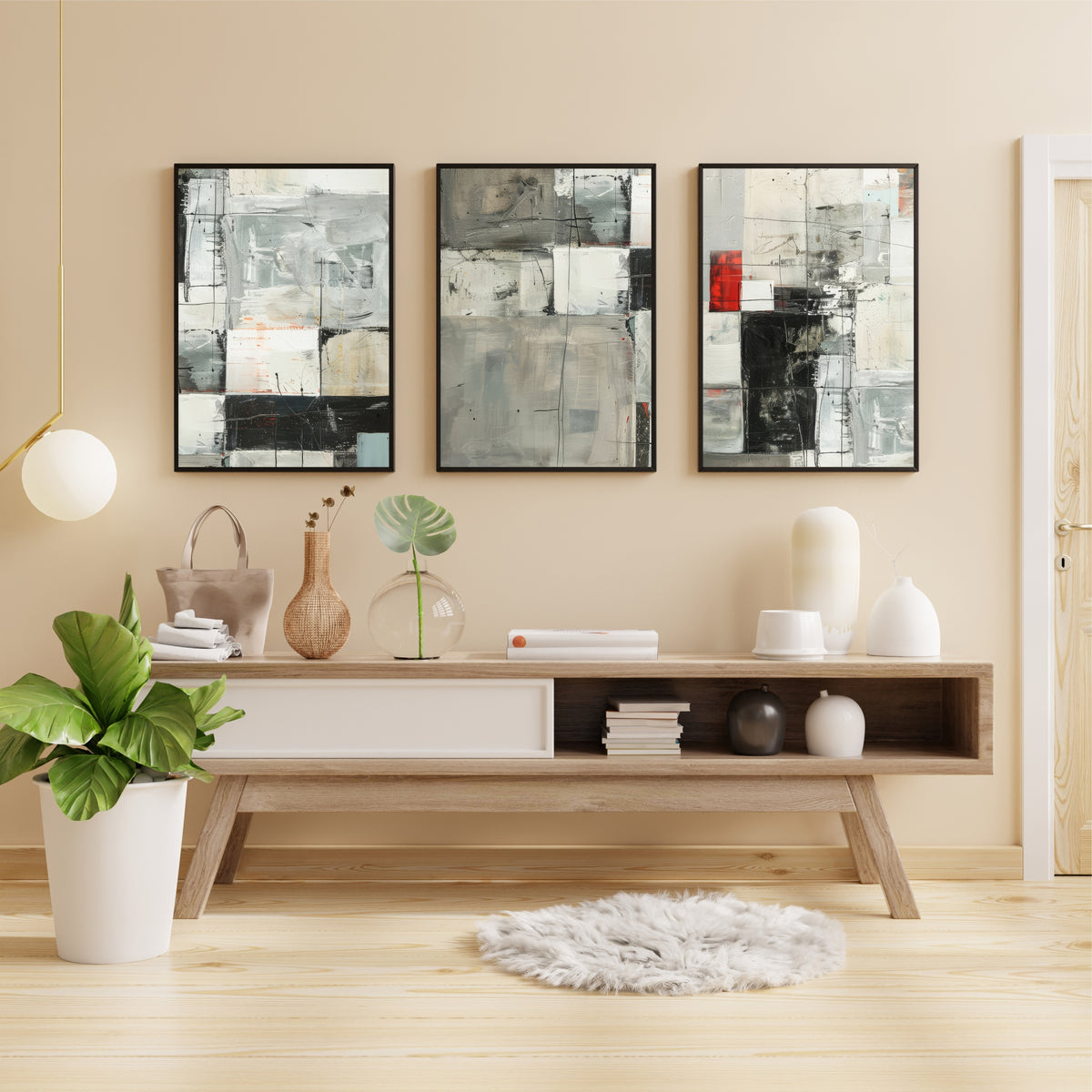 Abstract Geometric Wall Art Set of 3 | Modern Decor