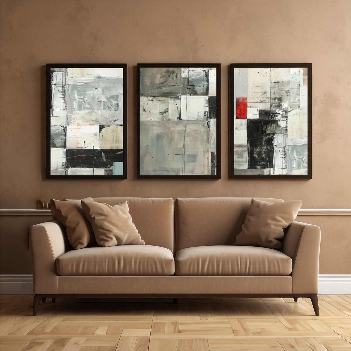 Abstract Geometric Wall Art Set of 3 | Modern Decor
