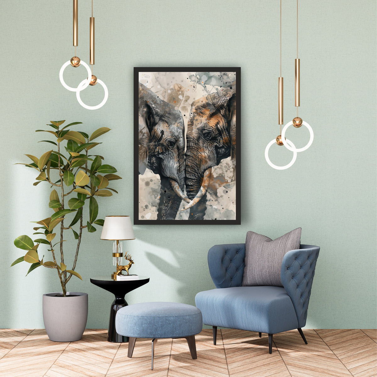 Elephant Wall Art | Abstract Watercolor Elephant Artwork