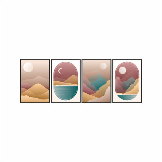 Desert Mirage – Set of 4 Wall Frames 🏜️🌙