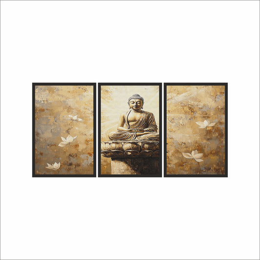 Divine Serenity Buddha Wall Frame Set – Tranquil Art for Peaceful Interiors