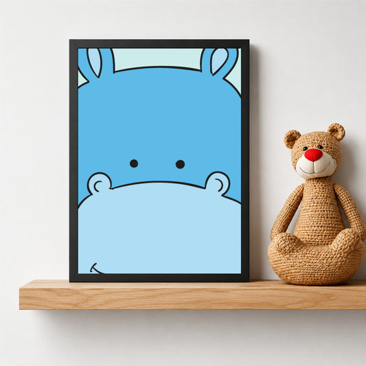 Cute Bear Wall Art | Blue Bear Kids Poster | Adorable Nursery & Baby Room Decor