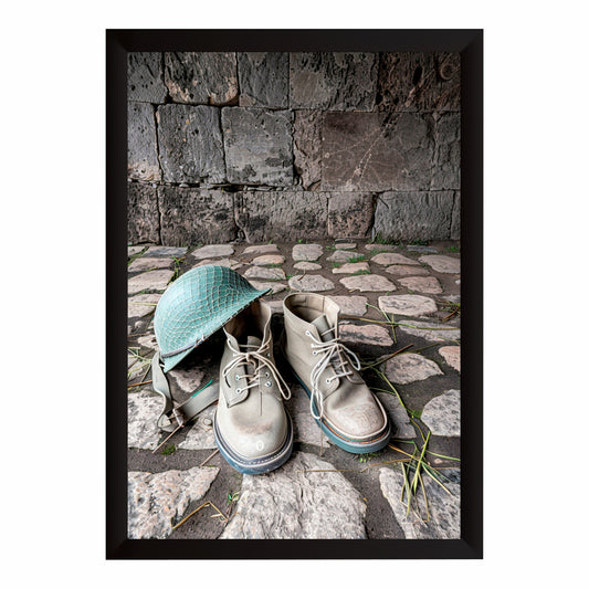 Boots & Hat Wall Art | Rustic Hiking Boots and Outdoor Hat Artwork | Adventure Photography | Vintage Travel Wall Decor