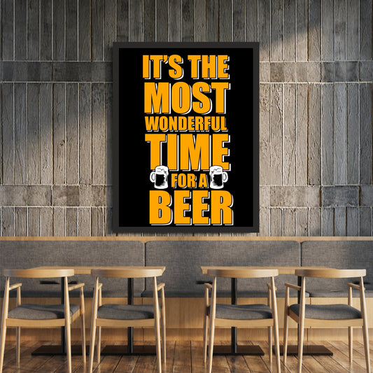 Beer Wall Art | Framed “It’s the Most Wonderful Time for a Beer” Poster | Bar & Man Cave Décor
