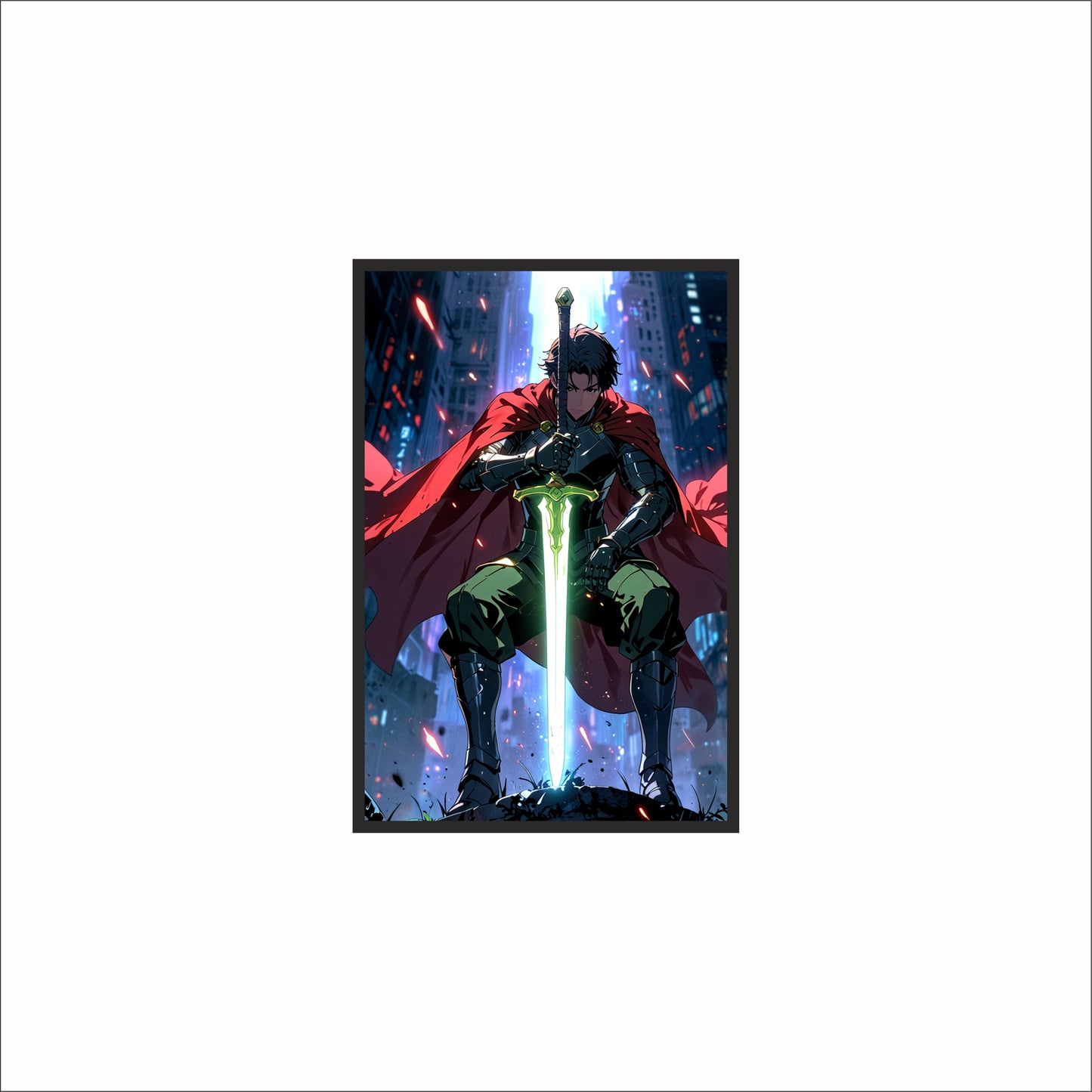 Legendary Warrior Wall Frame – Epic Anime Power for Your Space ⚔️