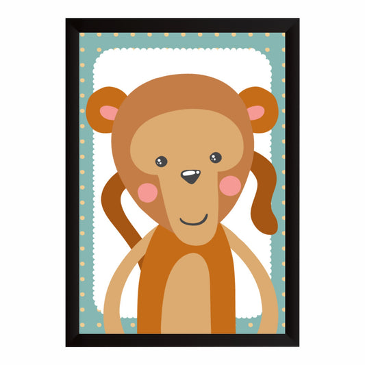 Cute Monkey Wall Art | Baby Monkey Kids Poster | Safari Nursery Animal Decor