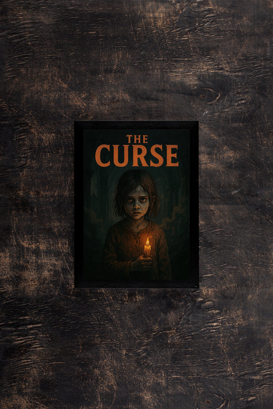 “THE CURSE – Haunted Child Horror Poster Frame” 🖤🕯️