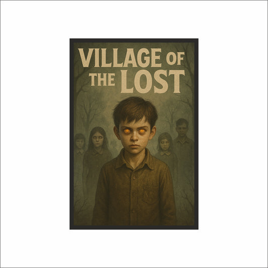 “VILLAGE OF THE LOST – Sinister Children Horror Poster Frame” 👁️🖤🌫️
