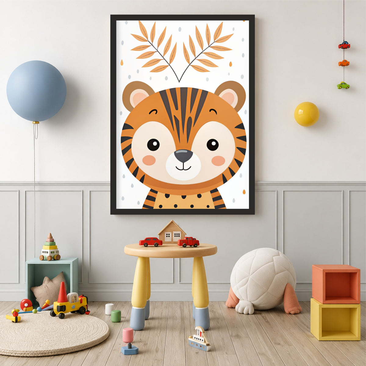 Cute Tiger Wall Art | Baby Tiger Kids Poster | Safari Animal Nursery Room Decor