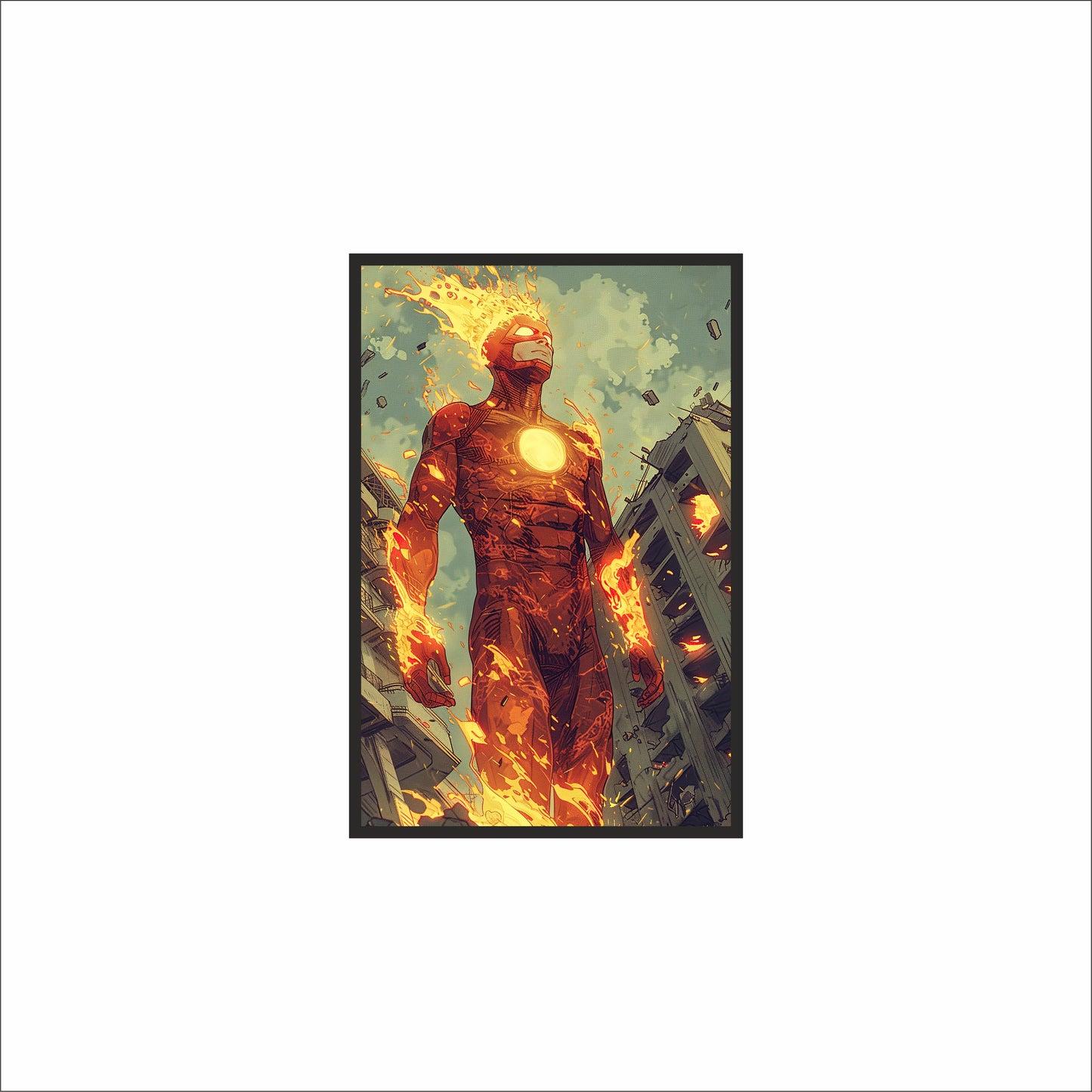 🔥 Rise of the Flame Hero – Fiery Power Wall Frame! 🔥