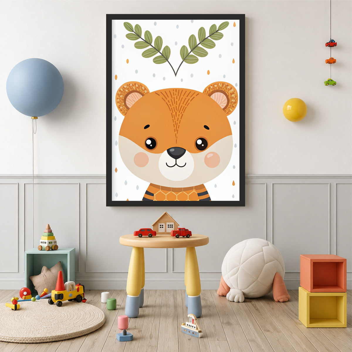 Cute Tiger Wall Art | Baby Tiger Kids Poster | Safari Animal Nursery Room Decor