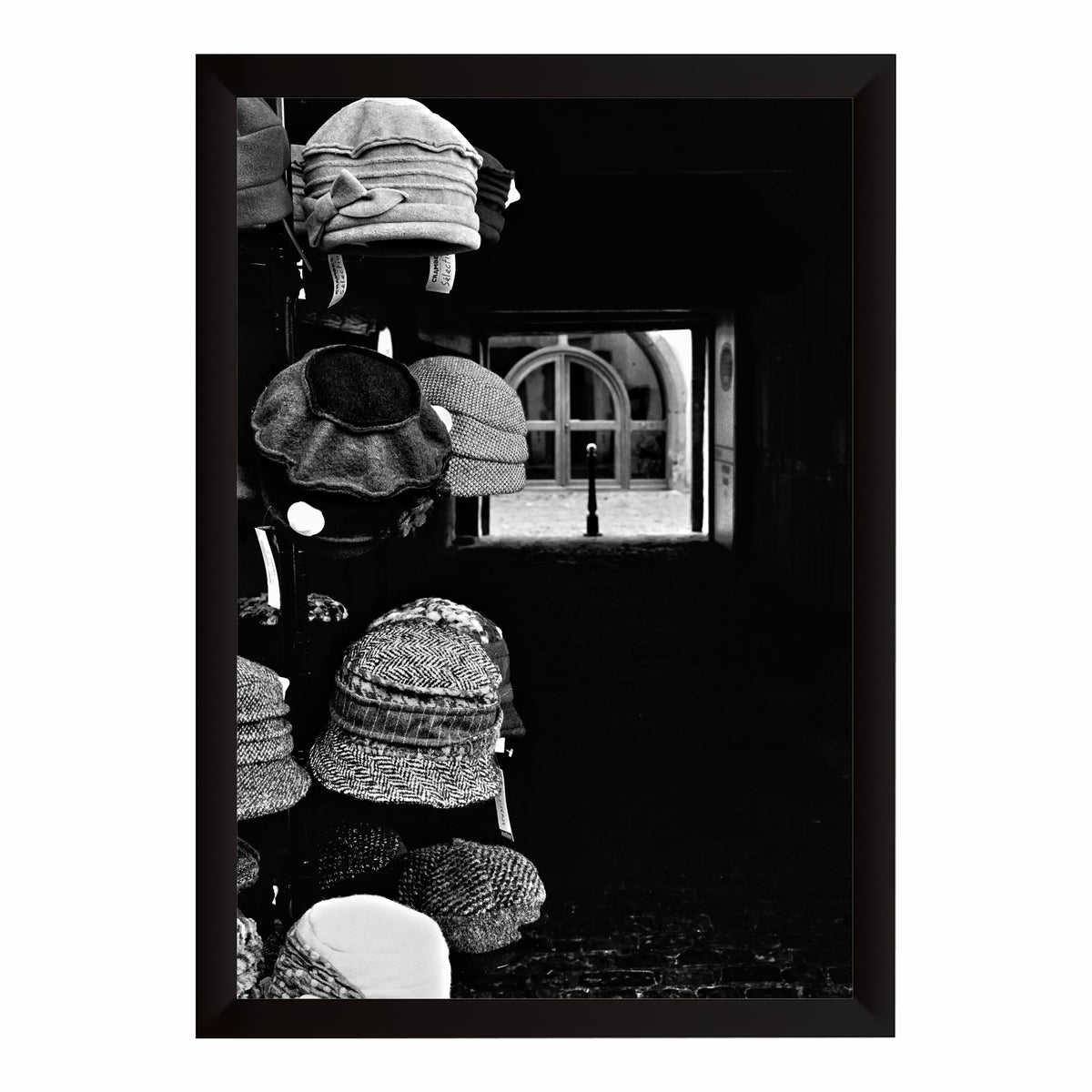 Vintage Hat Shop Black & White Wall Art | Moody Street Photography Print