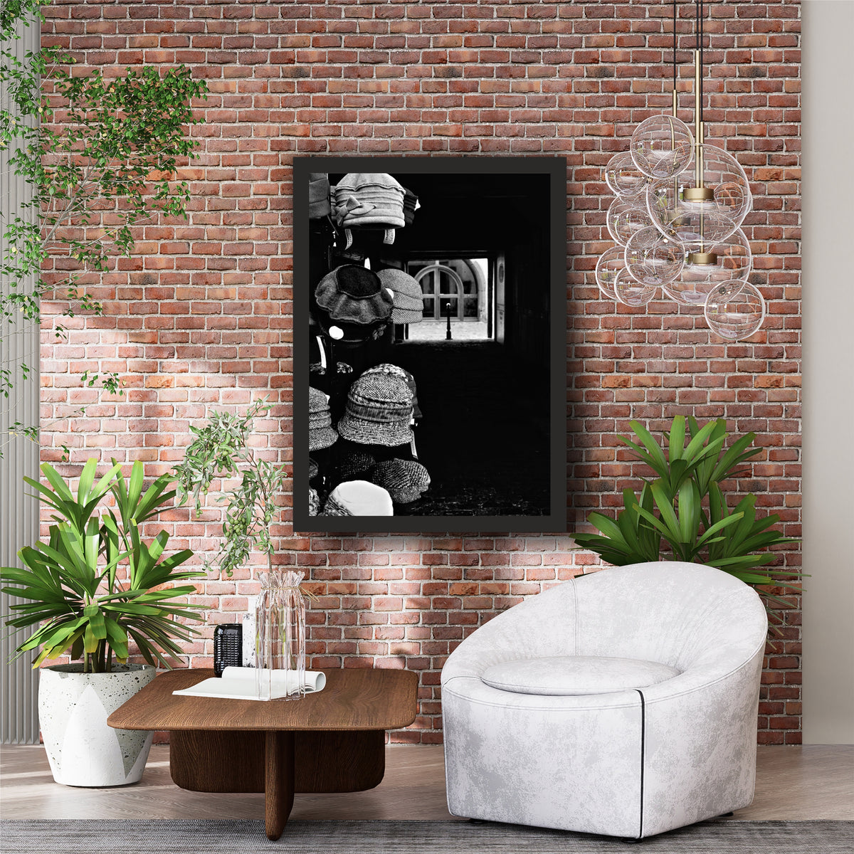 Vintage Hat Shop Black & White Wall Art | Moody Street Photography Print