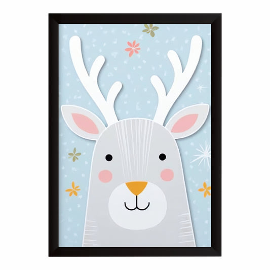 Cute Deer Wall Art | Baby Reindeer Kids Poster | Woodland Animal Nursery Room Decor