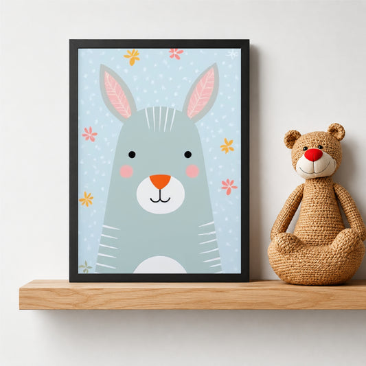 Cute Bunny Wall Art | Baby Rabbit Kids Poster | Woodland Animal Nursery Decor | Cute Bunny Wall Decor
