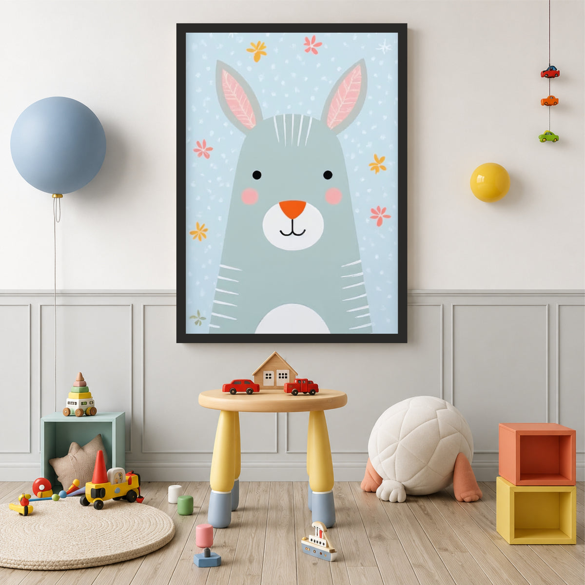 Cute Bunny Wall Art | Baby Rabbit Kids Poster | Woodland Animal Nursery Decor | Cute Bunny Wall Decor