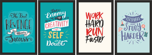 Motivational Quote Wall Frame Set – Set of 4 🔥