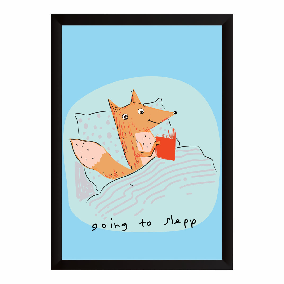 Cute Fox Wall Art | Sleeping Fox Reading Book Poster | Woodland Animal Kids Room Decor | Nursery Wall Art