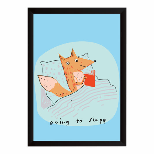 Cute Fox Wall Art | Sleeping Fox Reading Book Poster | Woodland Animal Kids Room Decor | Nursery Wall Art