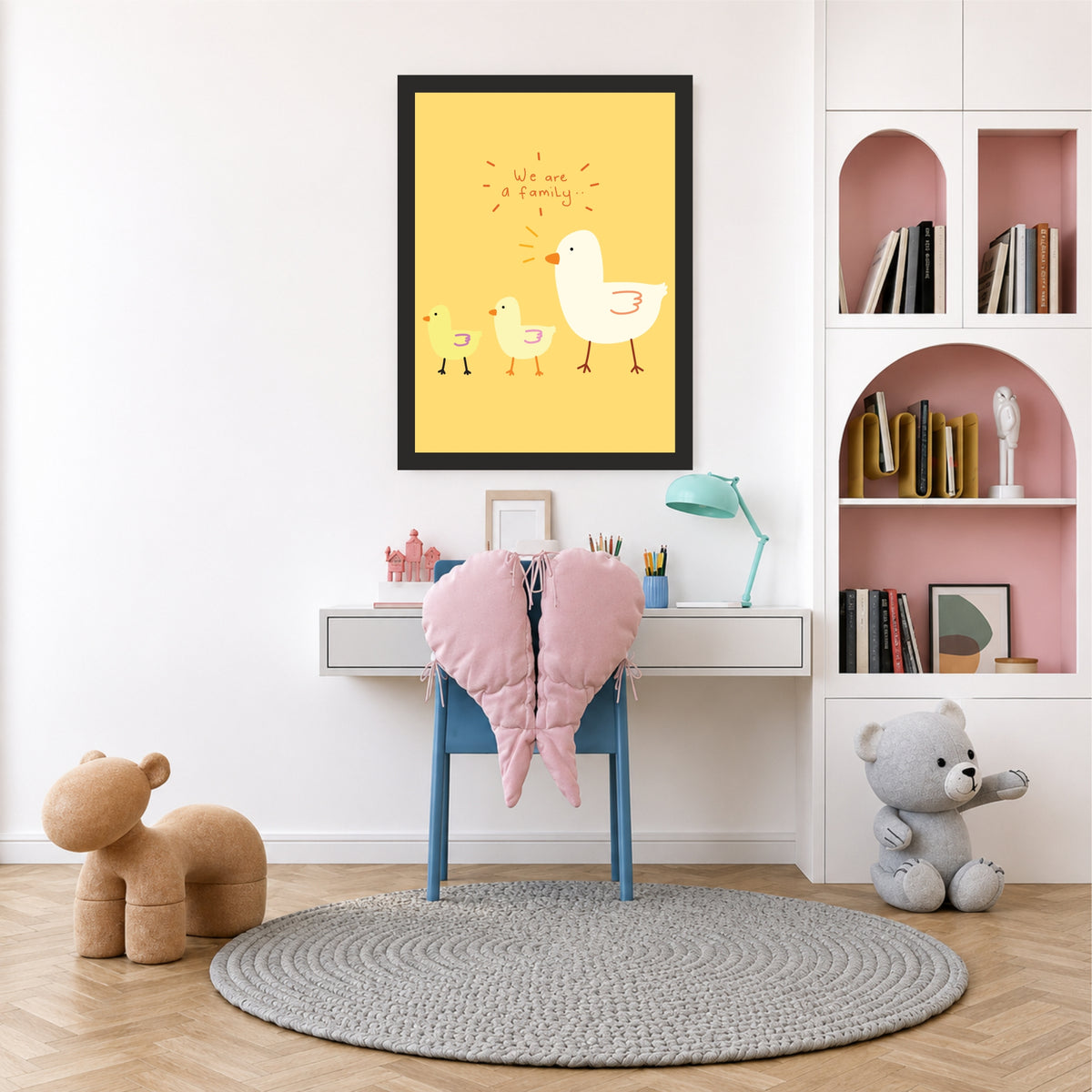 Cute Family Duck Wall Art | Mother Duck & Ducklings Poster | Kids Nursery Wall Decor | Family Animal Art