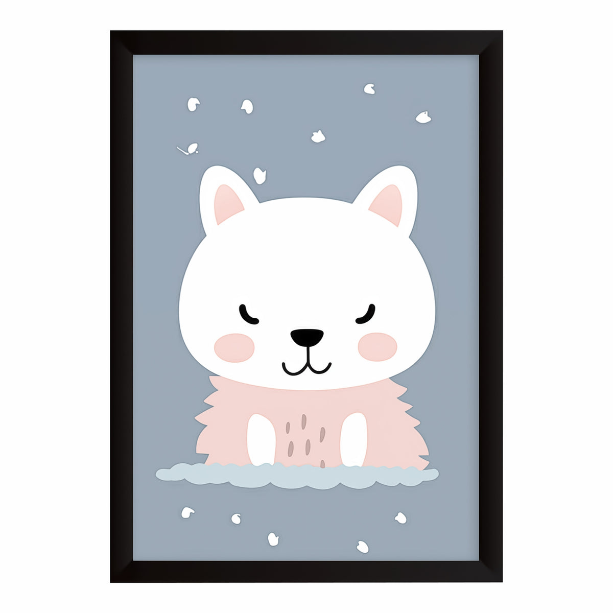 Cute Sleeping Cat Wall Art | Adorable Winter Kitty Poster | Kids Nursery Wall Decor | Cozy Animal Artwork