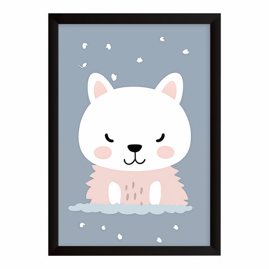 Cute Sleeping Cat Wall Art | Adorable Winter Kitty Poster | Kids Nursery Wall Decor | Cozy Animal Artwork