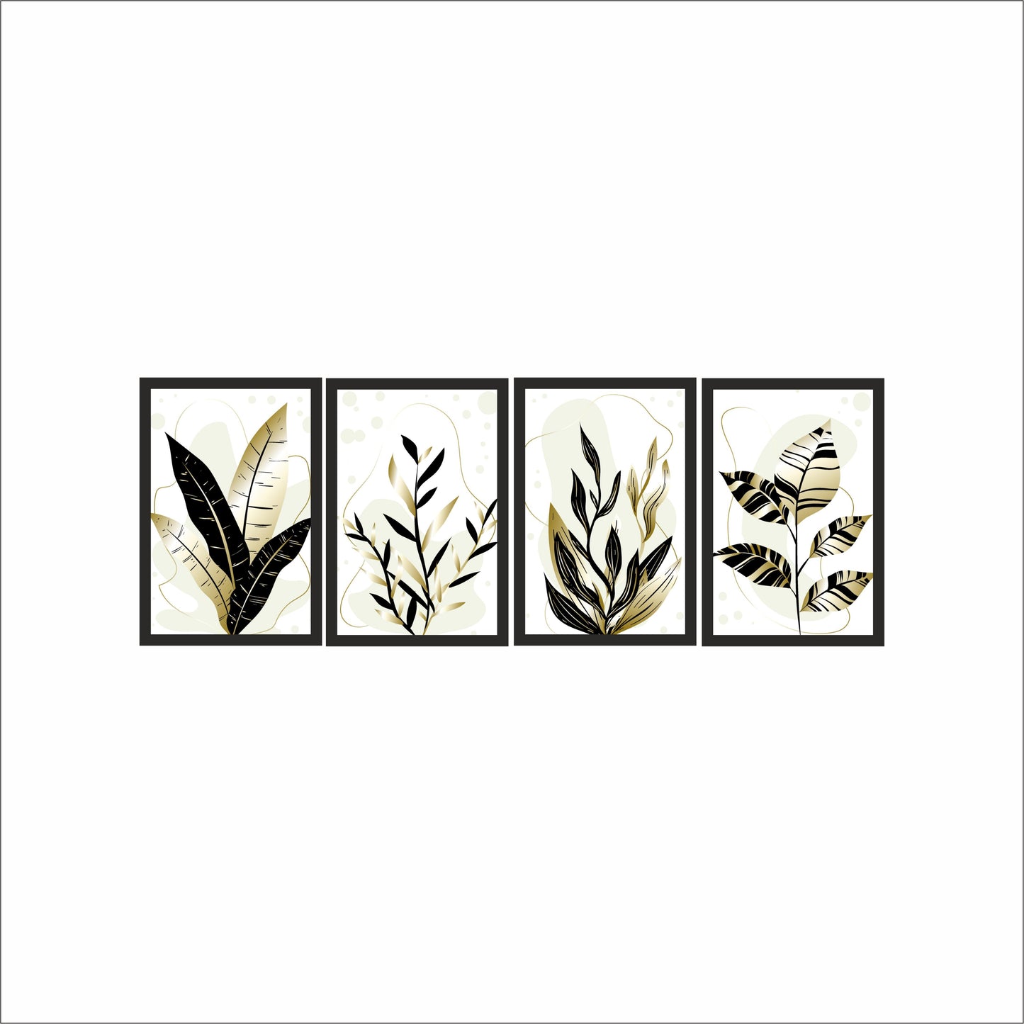 Golden Botanical Harmony Wall Frame Set – Luxe Nature Elegance 🌿✨