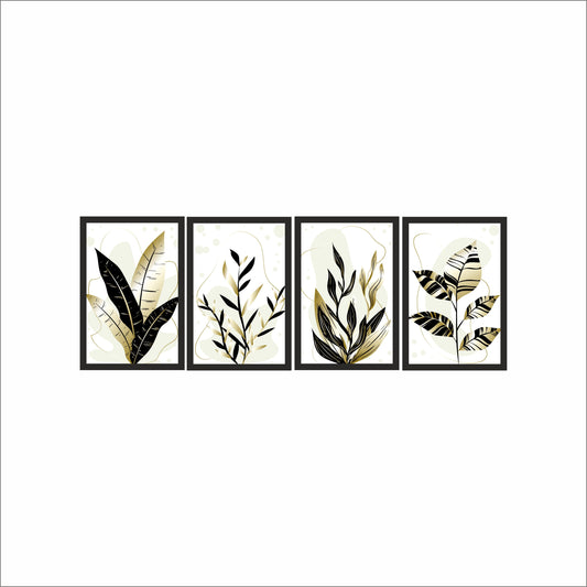Golden Botanical Harmony Wall Frame Set – Luxe Nature Elegance 🌿✨