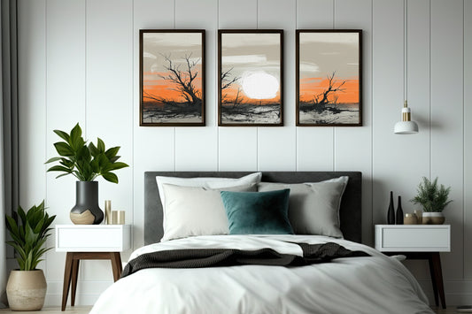Sunset Horizon Wall Frame Set – Modern Elegance Meets Natural Calm