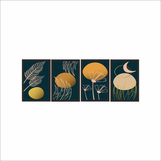 Golden Moonlight Botanical Wall Frame Set – Midnight Serenity Glow 🌙✨