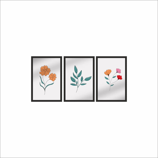 Minimal Floral Trio Wall Frame Set – Elegant Botanical Home Décor 🌿✨