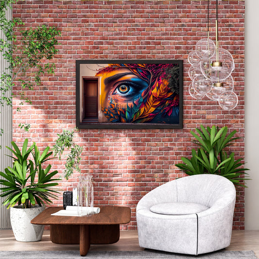 Abstract Eye & Botanical Wall Art | Vibrant Street Art Inspired Artwork