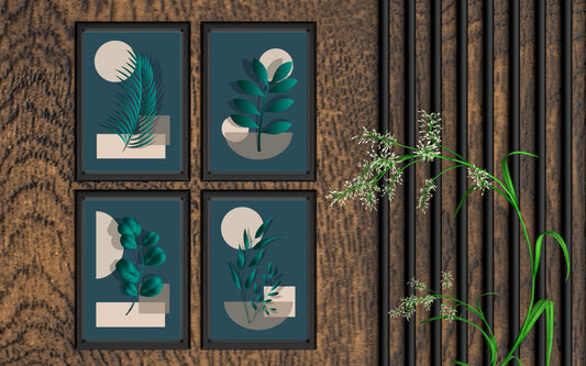 Midnight Botanical Elegance Wall Frame Set – Deep Nature Aesthetics 🌙🌿