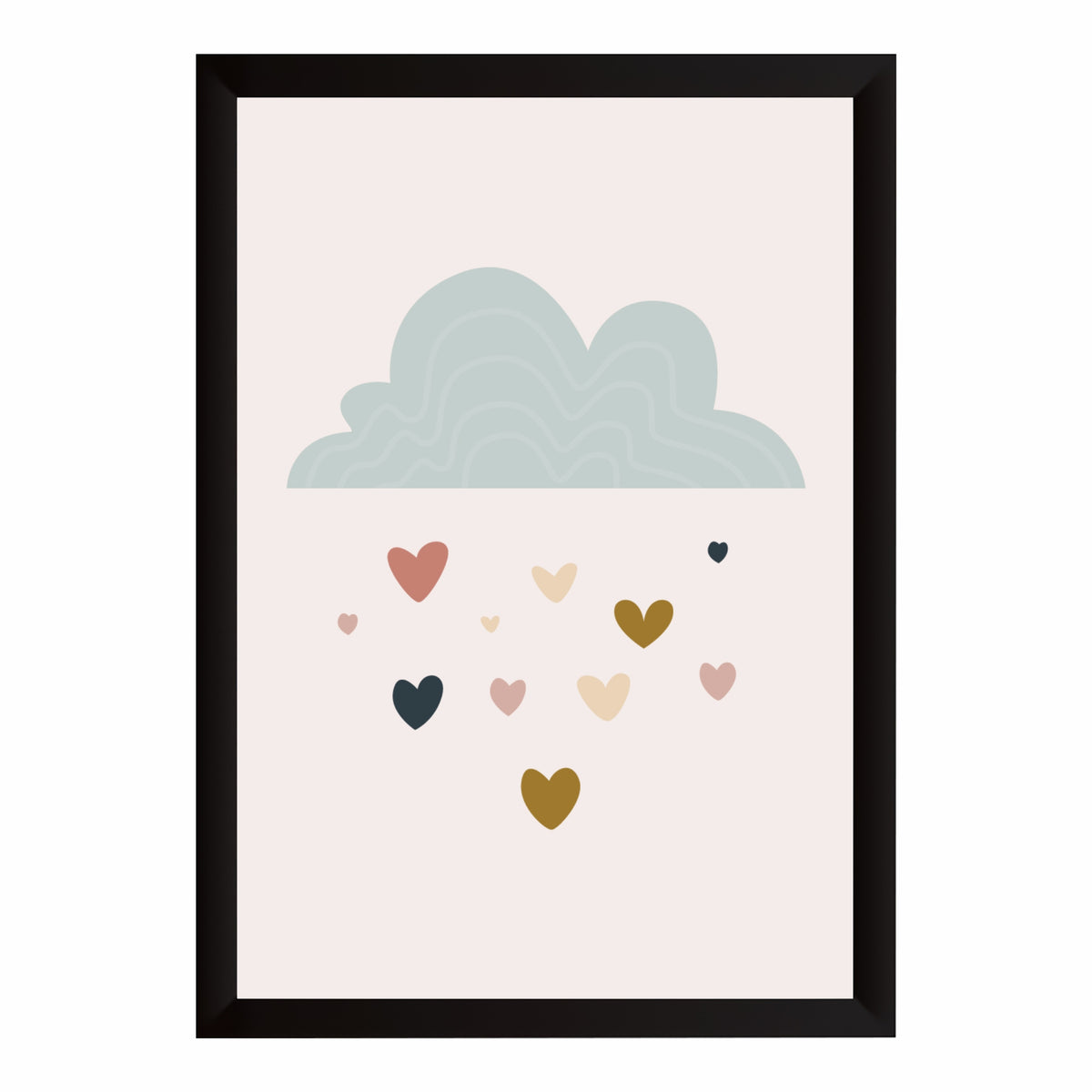 Cloud & Hearts Wall Art | Pastel Kids Nursery Decor | Cute Minimalist Poster